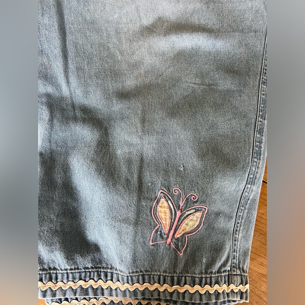 Lee Ms. Lee vintage pull on draw‎ string capri Jeans. Butterfly design size L - Picture 6 of 11